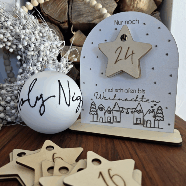 3 Designs SVG Laser Datei Weihnachten Countdown Weihnachtscountdown Weihnachtstafel 3mm Nussknacker Ballerina Skandi russische Weihnacht – Bild 3