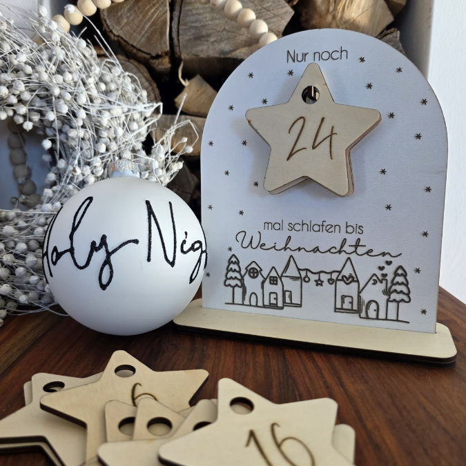 SVG Laser Datei Weihnachten 3 Designs Countdown Weihnachtscountdown Weihnachtstafel 3mm Nussknacker Ballerina Skandi russische Weihnacht – Bild 4