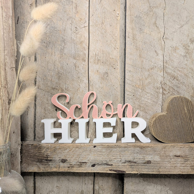 STL 3D Druck Datei Aufsteller Schriftzug Statement "Schön hier" 3D-Druck Datei – Bild 4