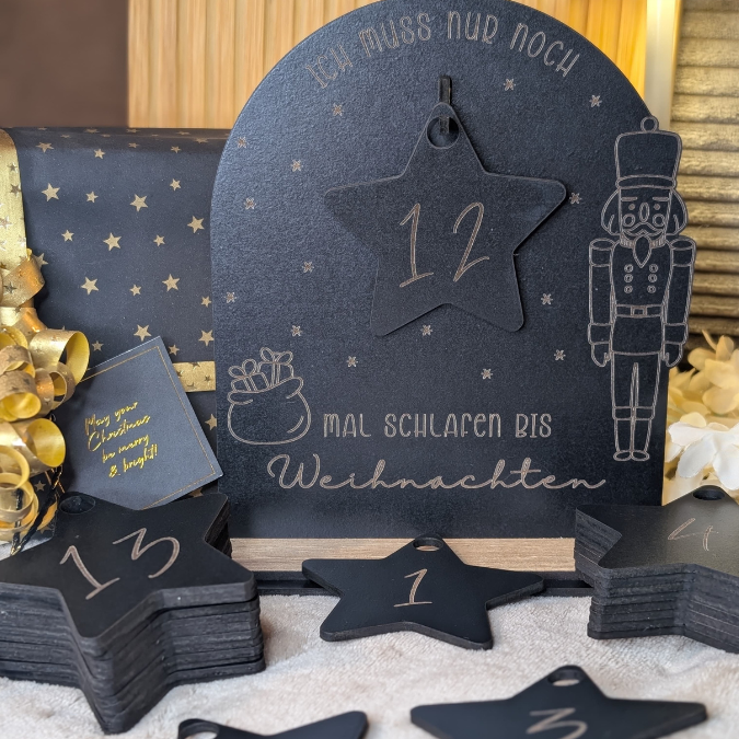 SVG Laser Datei Weihnachten 3 Designs Countdown Weihnachtscountdown Weihnachtstafel 3mm Nussknacker Ballerina Skandi russische Weihnacht – Bild 3