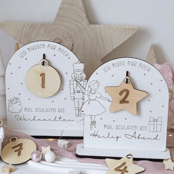 3 Designs SVG Laser Datei Weihnachten Countdown Weihnachtscountdown Weihnachtstafel 3mm Nussknacker Ballerina Skandi russische Weihnacht – Bild 11