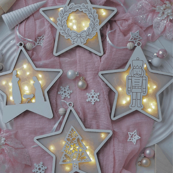 12 Designs Lichtsterne Leuchtsterne Sterne zum beleuchten SVG Laser Datei Weihnachten Transparentpapier Leuchtdatei Weihnachtsdeko – Bild 16