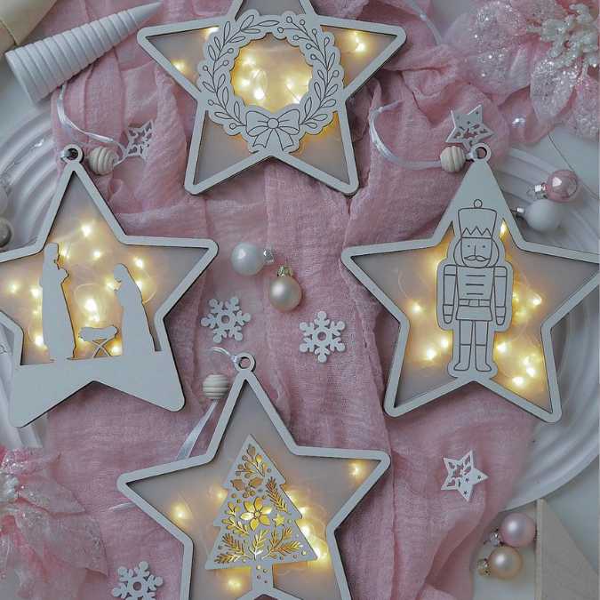 Lichtsterne Leuchtsterne 12 Designs Sterne zum beleuchten SVG Laser Datei Weihnachten Transparentpapier Leuchtdatei Weihnachtsdeko – Bild 16