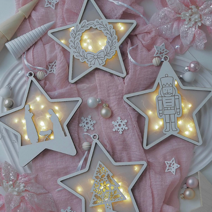 Lichtsterne Leuchtsterne 12 Designs Sterne zum beleuchten SVG Laser Datei Weihnachten Transparentpapier Leuchtdatei Weihnachtsdeko – Bild 18