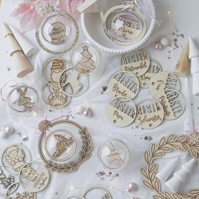 24 Acrylkugel Einleger 24 verschiedene Designs und 4 Außenkränze Inlay für Baumkugeln Christbaumkugeln Acrylkugeln zum aufhängen Laserdatei skalierbar – Bild 6