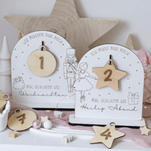 3 Designs SVG Laser Datei Weihnachten Countdown Weihnachtscountdown Weihnachtstafel 3mm Nussknacker Ballerina Skandi russische Weihnacht
