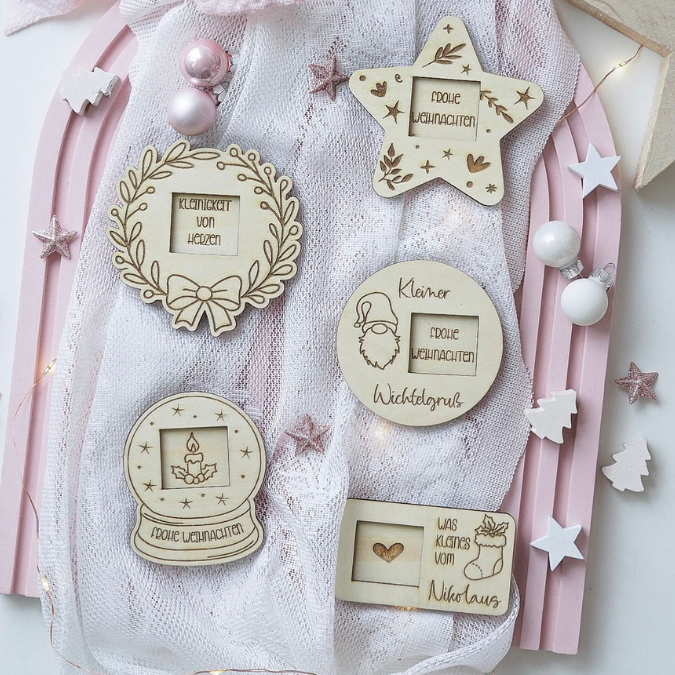 SVG Laserdatei 5 Designs Weihnachten Nikolaus Wichtel Halter für Küsschen Schokolade als Gastgeschenk kleines Mitbringsel SVG Datei – Bild 12