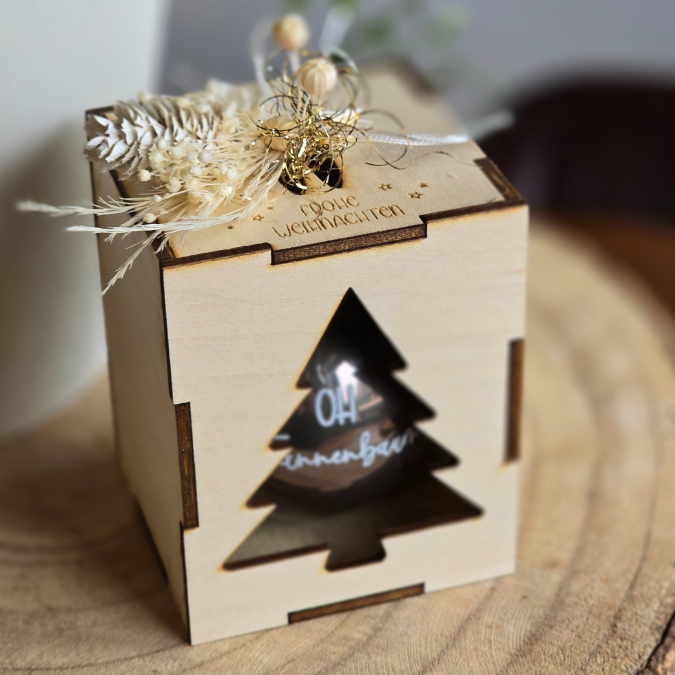 3mm Kugelbox für 6cm Kugeln SVG Datei Verpackung für Christbaumkugeln 9 Designs inkl. Anhänger Laserdatei Weihnachten Weihnachtskugel Skandi – Bild 10
