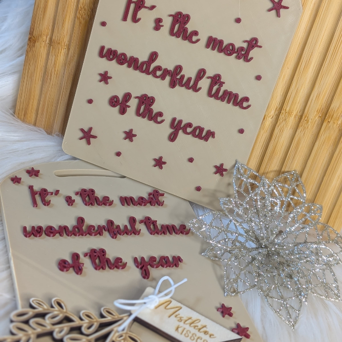 STL 3D Druck Datei 2er Dekobrett Its the most wonderful time of the year Küchendeko Geschenkidee Weihnachten 3D-Datei 3D-Druck Vorlage – Bild 3