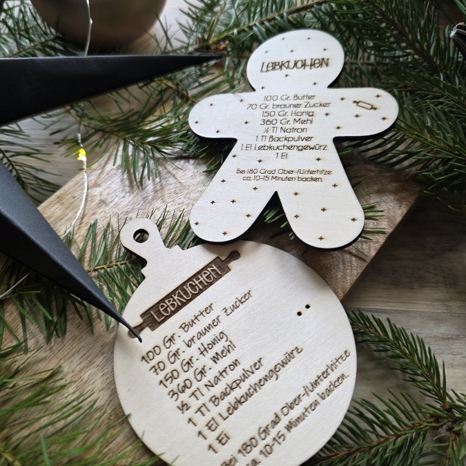 SVG Laserdatei 3 Designs Lebkuchenrezept Lebkuchen Brettchen Dekobrett Küchendeko Weihnachten kleines Mitbringsel SVG Datei Lebkuchenmann – Bild 5