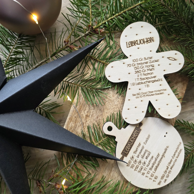 SVG Laserdatei 3 Designs Lebkuchenrezept Lebkuchen Brettchen Dekobrett Küchendeko Weihnachten kleines Mitbringsel SVG Datei Lebkuchenmann – Bild 10