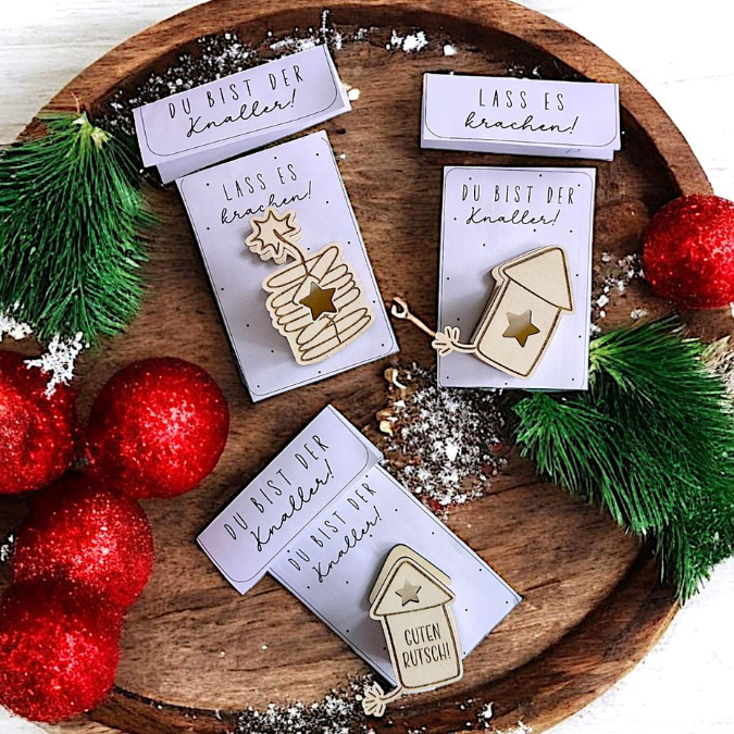 PRINT DRUCKVORLAGE PDF Verpackung Geschenkkarte 2 Designs in der Tüte Lass es krachen und Du bist der knaller Printable Silvester Postkarten – Bild 9