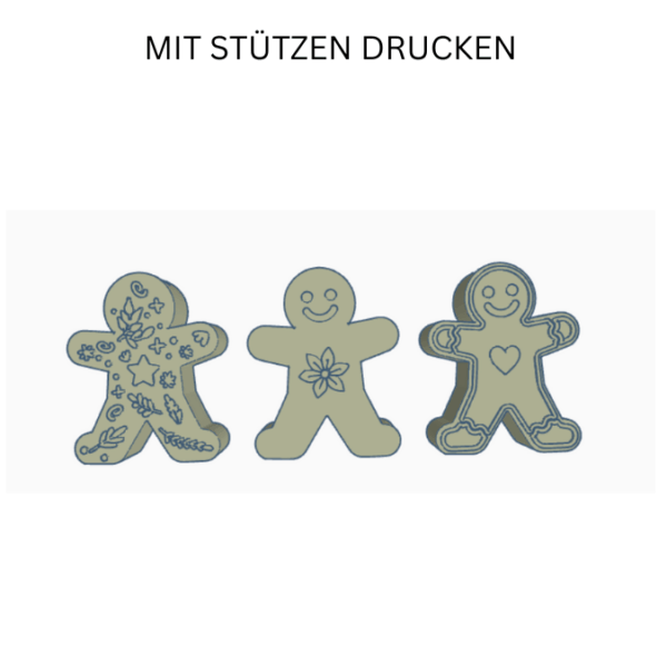STL 3D Druck Datei 3er Set Lebkuchenmann für Reagenzglas Blumen Kerzen oder Geld Lebkuchenmännl Geschenkidee Skandi Christmas Skandi Deko – Bild 2