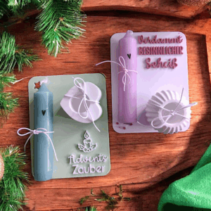 STL 3D Druck Datei 4er Set Geschenkbrettchen Halter für Kerzen und Kerzenständer Weihnachten 3D-Datei 3D-Druck Vorlage Besinnlicher scheiß