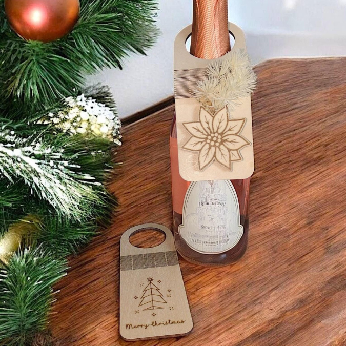 SVG Laserdatei Weihnachten 14 Designs Flaschenanhänger Weinflaschen Anhänger Weinflaschenanhänger Flexwood Flexibles Holz SVG Datei Nikolaus Christkind – Bild 5