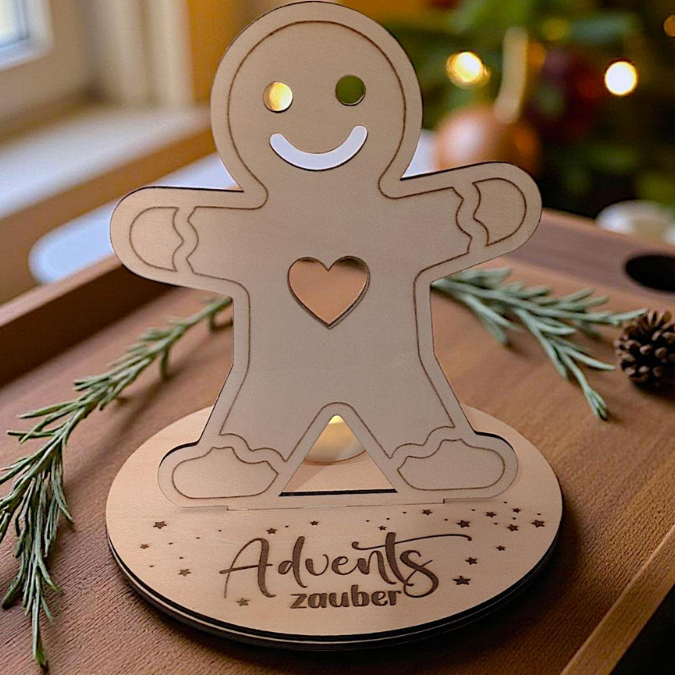 SVG Laser Datei Licht Lebkuchenmann für Transparentpapier Lichterkette Lichtdatei Lebkuchenmännchen Laserdatei Winterdeko Weihnachten – Bild 14