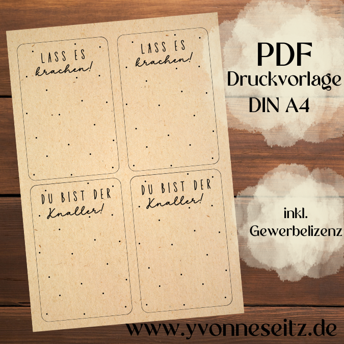 PRINT DRUCKVORLAGE PDF Verpackung Geschenkkarte 2 Designs in der Tüte Lass es krachen und Du bist der knaller Printable Silvester Postkarten