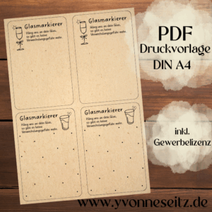 PRINT DRUCKVORLAGE PDF Verpackung Kleinigkeiten Geschenkkarte 2 Designs Glasmarkierer Einleger in der Tüte Printable zum ausdrucken