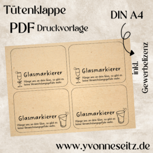 Tütenklappe Verschluss PRINT Druckvorlage PDF Verpackung für Kleinigkeiten - Glasmarkierer Glasanhänger Printable PDF Datei zum drucken