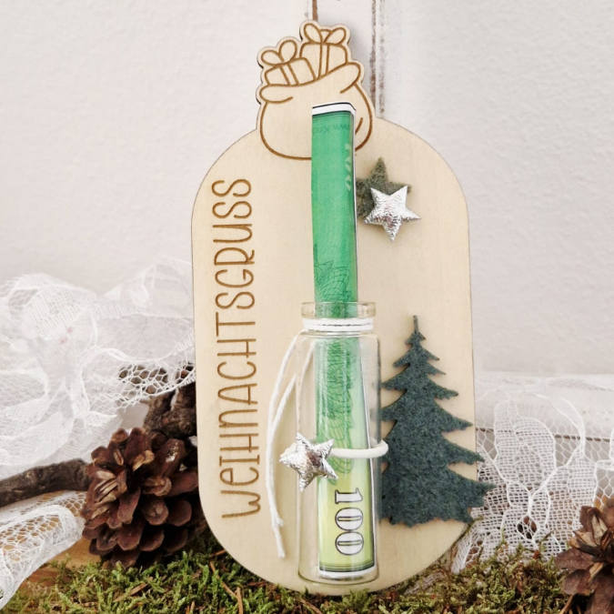 6 Designs Laserdatei Halter für Geldgeschenke, Gutscheine und Kleinigkeiten Weihnachten Nikolaus Christkind Wichtel SVG Datei inkl Gravuren – Bild 12