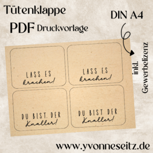 Tütenklappe Verschluss PRINT Druckvorlage PDF Verpackung für Kleinigkeiten Du bist der Knaller und Lass es krachen Printable PDF Datei