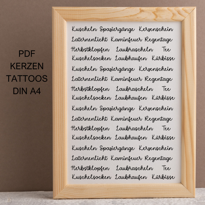 Nimm dir was du brauchst HERBST PDF Kerzen Tattoo Vorlage A4 Kerzentattoos zum selber drucken Kerzensticker Digitale Datei Herbstmomente