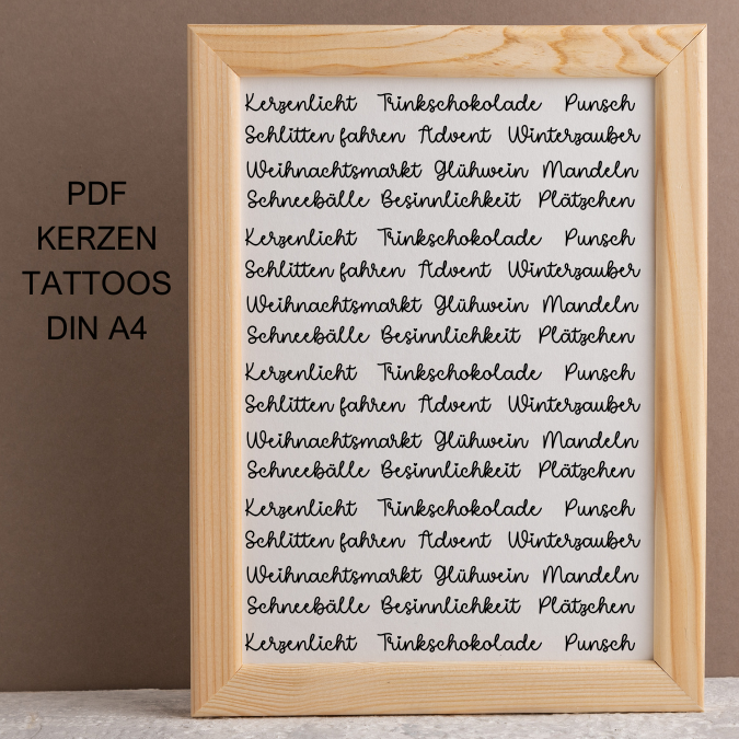 Nimm dir was du brauchst WINTER PDF Kerzen Tattoo Vorlage A4 Kerzentattoos zum selber drucken Kerzensticker Digitale Datei Herbstmomente