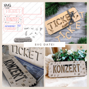 SVG Laser Datei Verpackung für Konzerttickets Tickets Konzertkarten Musik Festival Geschenkidee Weihnachtsgeschenk personalisierbar Konzert