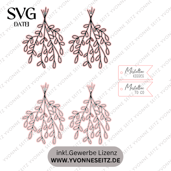 SVG Laserdatei Mistelzweig Mini Anhänger Mistletoe to go Weihnachten inkl Anhänger kleines Mitbringsel SVG Datei – Bild 12