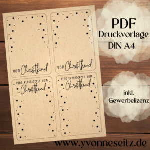 PRINT DRUCKVORLAGE PDF Verpackung Kleinigkeiten Geschenkkarte 2 Designs Vom Christkind Weihnachten in der Tüte Printable zum ausdrucken