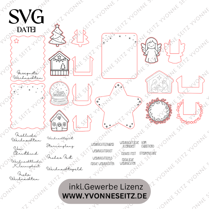 SVG Datei Verschiedene Designs Laserdatei Karten für Gutscheine Geld Blumen Weihnachten Nikolaus Christkind Geldgeschenk Verpackung Geld – Bild 2