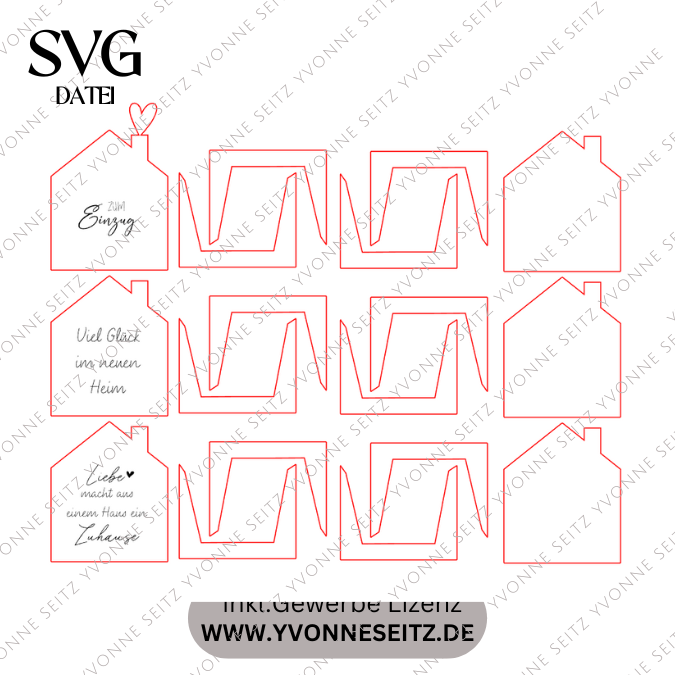 SVG Laserdatei Haus Häuschen zum Einzug Umzug erste eigene Wohnung Eigenheim Hauskauf für Blumen oder Geld Geldgeschenk Richtfest SVG Datei – Bild 2