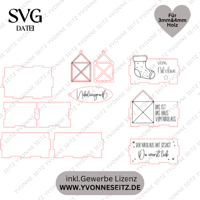3mm und 4mm Nikolausbox Geschenkbox für Kleinigkeiten Nikolaus Nikolaustag Nikolausgeschenk SVG Laser Datei Weihnachten Geschenkidee – Bild 2