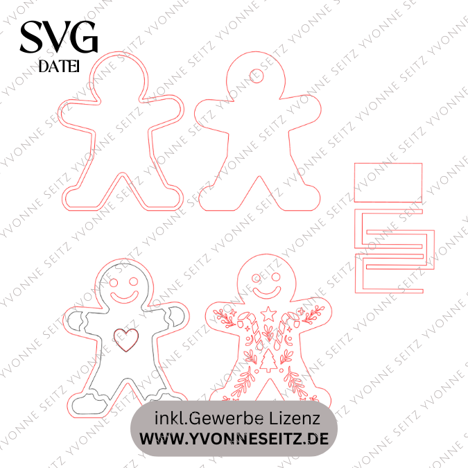 SVG Laser Datei Licht Lebkuchenmann für Transparentpapier Lichterkette Lichtdatei Lebkuchenmännchen Laserdatei Winterdeko Weihnachten – Bild 2