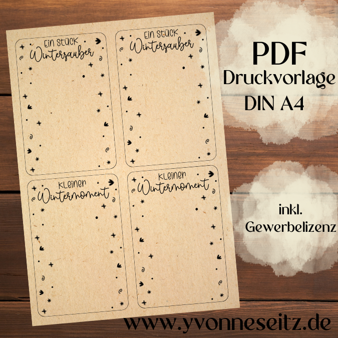 PRINT DRUCKVORLAGE PDF Verpackung Kleinigkeiten Geschenkkarte 2 Designs Winterzauber Wintermoment Weihnachten in der Tüte Printable Inlay