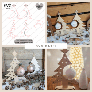 SVG Datei 3mm und 4mm Kugelbaum Laserdatei für Christbaumkugeln Weihnachten Nikolaus Christkind Geschenkidee Weihnachtsdeko Weihnachtsbaum