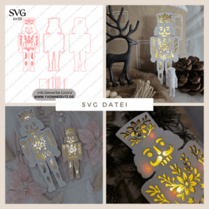 SVG Laser Datei Nussknacker Lichtnussknacker für Transparentpapier Lichterkette Lichtdatei Leuchtdatei Laserdatei SVG Datei Russisch skandi