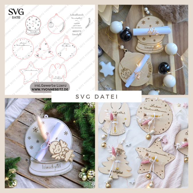 Weihnachten Winter 7 Designs Wunschzettel Christkind Weihnachtsmann Advent Weihnachtswünsche Kinder Laserdatei