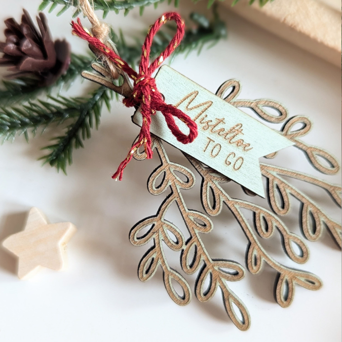 SVG Laserdatei Mistelzweig Mini Anhänger Mistletoe to go Weihnachten inkl Anhänger kleines Mitbringsel SVG Datei – Bild 8