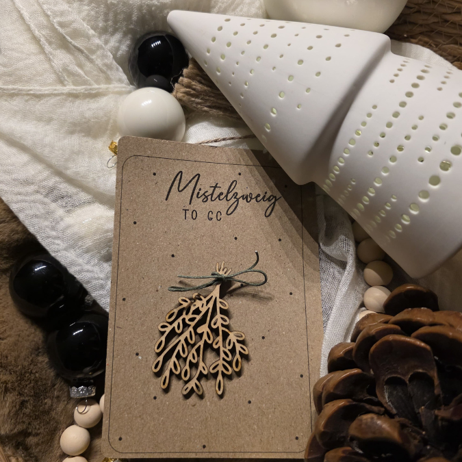 SVG Laserdatei Mistelzweig Mini Anhänger Mistletoe to go Weihnachten inkl Anhänger kleines Mitbringsel SVG Datei – Bild 3