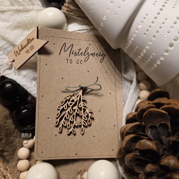 SVG Laserdatei Mistelzweig Mini Anhänger Mistletoe to go Weihnachten inkl Anhänger kleines Mitbringsel SVG Datei – Bild 3