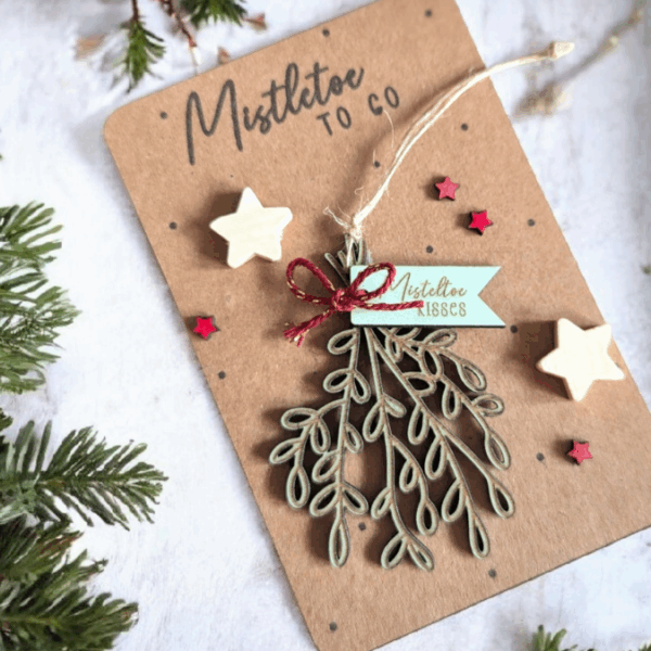 SVG Laserdatei Mistelzweig Mini Anhänger Mistletoe to go Weihnachten inkl Anhänger kleines Mitbringsel SVG Datei – Bild 4