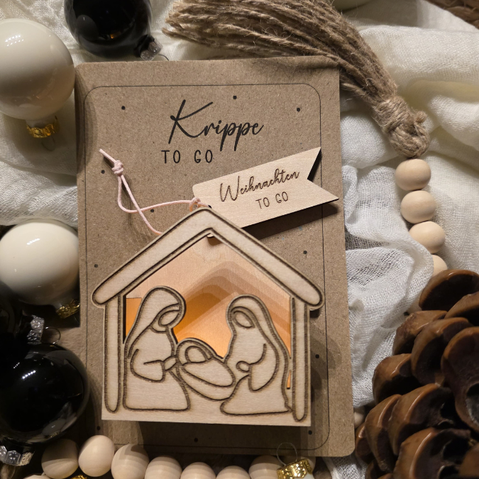PRINT DRUCKVORLAGE PDF Verpackung Kleinigkeiten Geschenkkarte 2 Designs Krippe to go  Weihnachten in der Tüte Printable zum ausdrucken – Bild 5