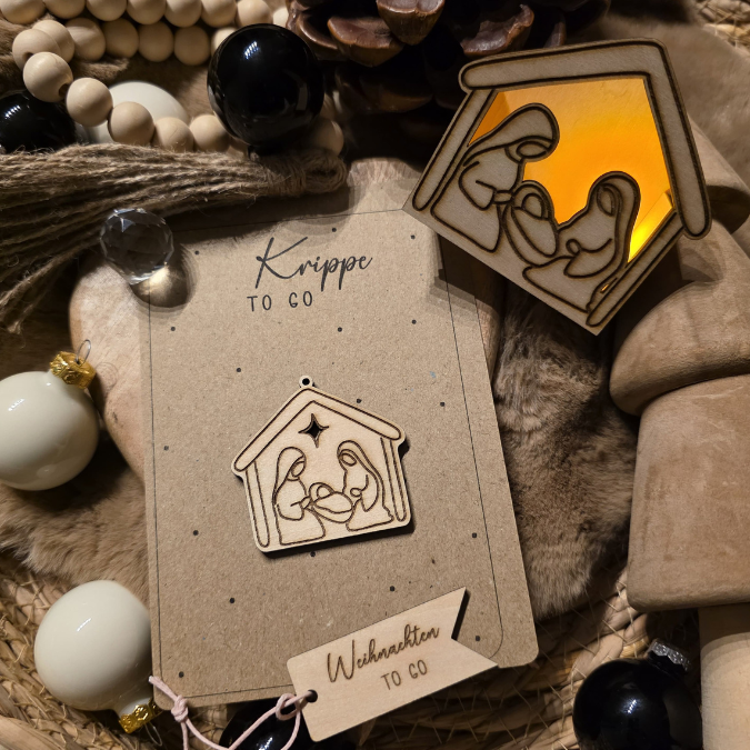 PRINT DRUCKVORLAGE PDF Verpackung Kleinigkeiten Geschenkkarte 2 Designs Krippe to go Weihnachten in der Tüte Printable zum ausdrucken – Bild 2