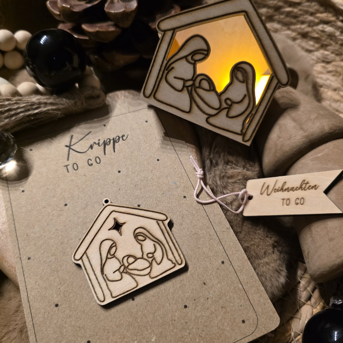 PRINT DRUCKVORLAGE PDF Verpackung Kleinigkeiten Geschenkkarte 2 Designs Krippe to go  Weihnachten in der Tüte Printable zum ausdrucken – Bild 3