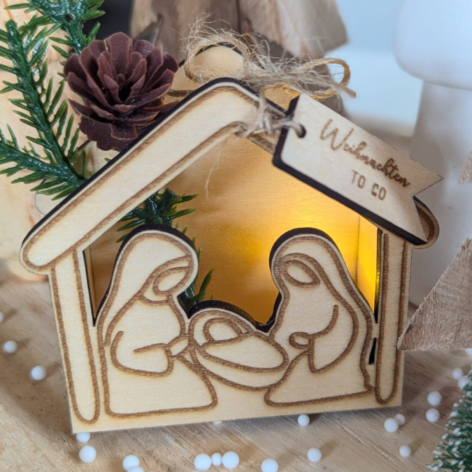 SVG Laserdatei Krippe to go Anhänger und füllbar mit Geld od Blumen Weihnachten kleines Mitbringsel SVG Datei Heilige Nacht Krippenszene – Bild 5