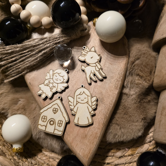 SVG Laserdatei 5 Designs Mini Anhänger Geschenkanhänger Weihnachten in der Tüte Christbaumschmuck kleine Mitbringsel SVG Datei Engel Rentier – Bild 3