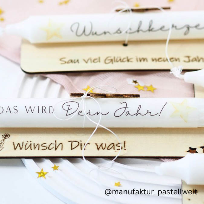 SVG Laserdatei Halter für Kerzen Silvesterkerzen Silvester Neujahr Jahreswechsel Kerzen Happy New Year personalisierbar 4 Designs SVG Datei – Bild 11