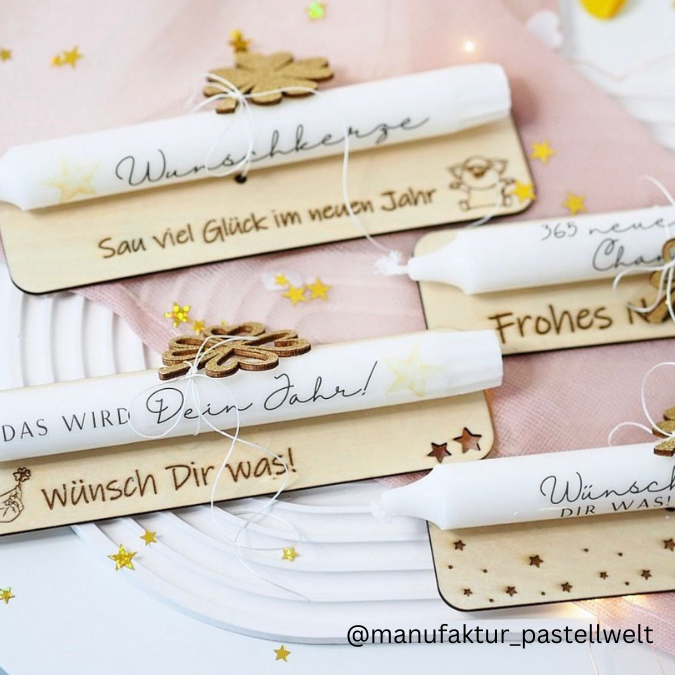 SVG Laserdatei Halter für Kerzen Silvesterkerzen Silvester Neujahr Jahreswechsel Kerzen Happy New Year personalisierbar 4 Designs SVG Datei – Bild 12