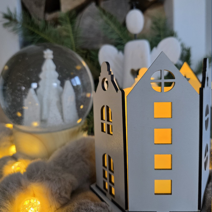 SVG Datei 3mm und 4mm Häuserkranz Laserdatei für LED Teelichter oder kleine Stumpen Winter Geschenkidee Deko Weihnachtsbaum Hyggelig Hygge – Bild 8